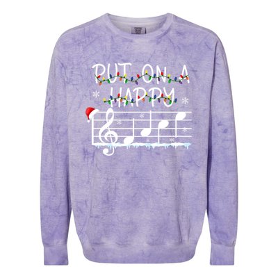 Put On A Happy Music Teacher Gift Colorblast Crewneck Sweatshirt