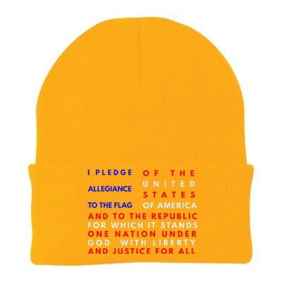 Pledge Of Allegiance Flag Patriotic Independence July 4th Knit Cap Winter Beanie