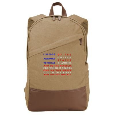 Pledge Of Allegiance Flag Patriotic Independence July 4th Cotton Canvas Backpack