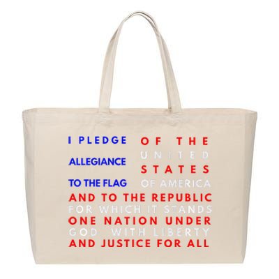 Pledge Of Allegiance Flag Patriotic Independence July 4th Cotton Canvas Jumbo Tote