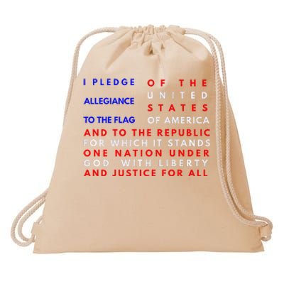 Pledge Of Allegiance Flag Patriotic Independence July 4th Drawstring Bag