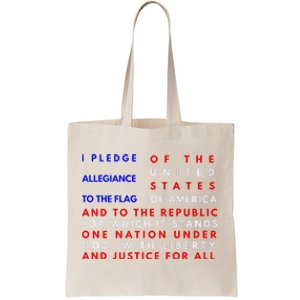 Pledge Of Allegiance Flag Patriotic Independence July 4th Tote Bag