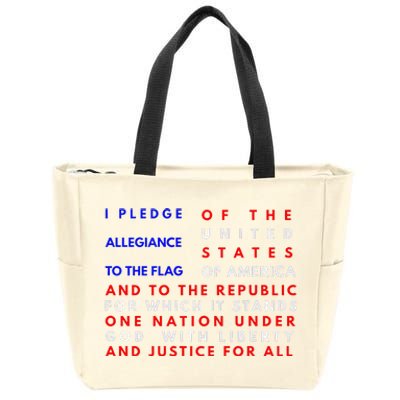 Pledge Of Allegiance Flag Patriotic Independence July 4th Zip Tote Bag