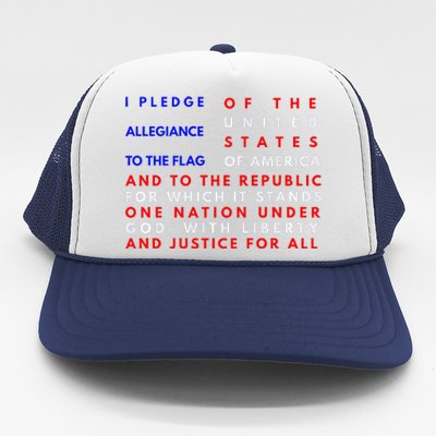 Pledge Of Allegiance Flag Patriotic Independence July 4th Trucker Hat