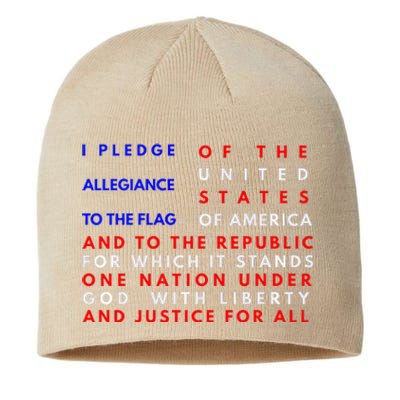 Pledge Of Allegiance Flag Patriotic Independence July 4th Sustainable Beanie