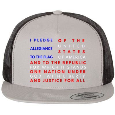 Pledge Of Allegiance Flag Patriotic Independence July 4th Flat Bill Trucker Hat