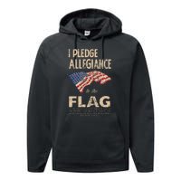 Pledge Of Allegiance American Flag Distressed Graphic Performance Fleece Hoodie