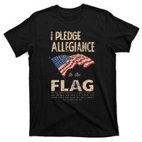 Pledge Of Allegiance American Flag Distressed Graphic T-Shirt