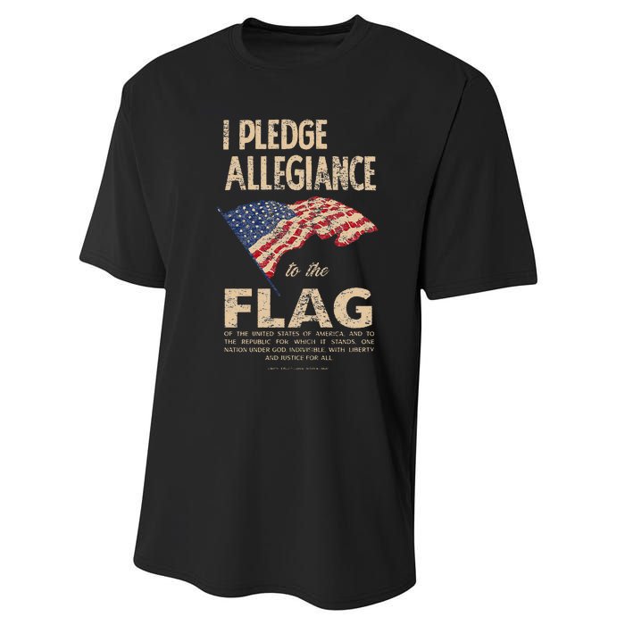 Pledge Of Allegiance American Flag Distressed Graphic Performance Sprint T-Shirt