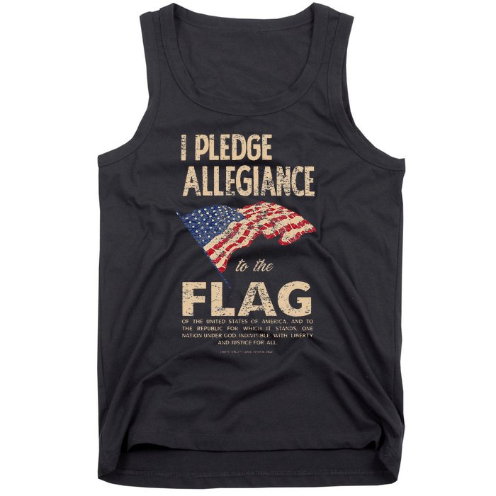 Pledge Of Allegiance American Flag Distressed Graphic Tank Top