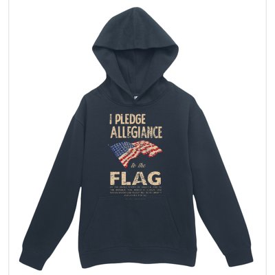 Pledge Of Allegiance American Flag Distressed Graphic Urban Pullover Hoodie