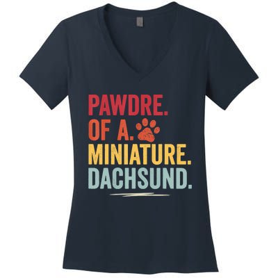 Pawdre Of A Miniature Dachsund Dog Lover Apparel Women's V-Neck T-Shirt