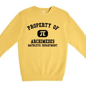 Property Of Archimedes Gift Mathletic Departt Funny Gift Premium Crewneck Sweatshirt