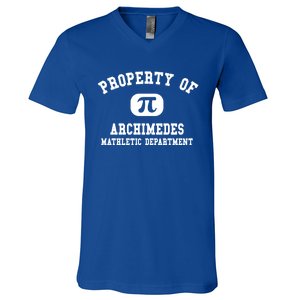 Property Of Archimedes Gift Mathletic Departt Funny Gift V-Neck T-Shirt