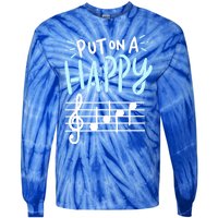 Put On A Happy Face Music Cute Gift Funny Music Teacher Cool Gift Tie-Dye Long Sleeve Shirt