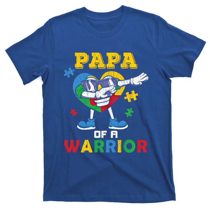 Papa Of A Warrior Dad Autistic Autism Awareness Dabbing Gift T-Shirt