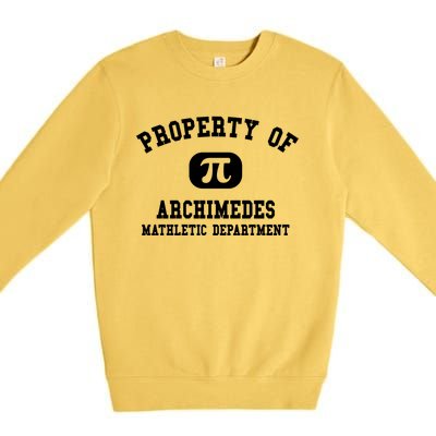 Property Of Archimedes Gift Mathletic Departt Gift Premium Crewneck Sweatshirt