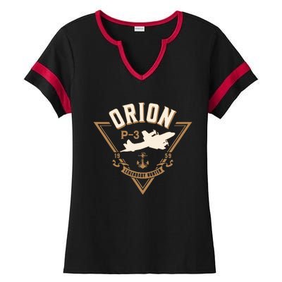 P3 Orion Antisubmarine Warfare Naval Patrol Aircraft Ladies Halftime Notch Neck Tee