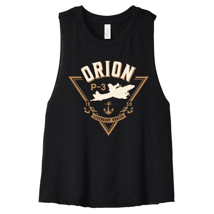 P3 Orion Antisubmarine Warfare Naval Patrol Aircraft Women's Racerback Cropped Tank