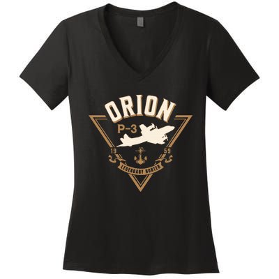 P3 Orion Antisubmarine Warfare Naval Patrol Aircraft Women's V-Neck T-Shirt