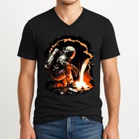 Parody Of Astronaut Becoming A Welder In Space V-Neck T-Shirt