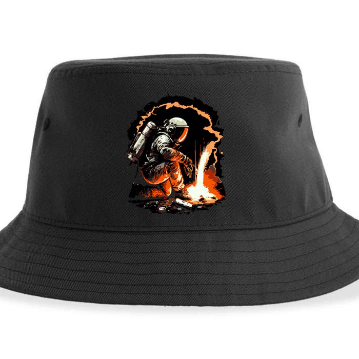 Parody Of Astronaut Becoming A Welder In Space Sustainable Bucket Hat