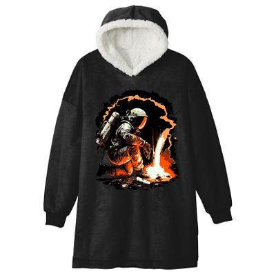 Parody Of Astronaut Becoming A Welder In Space Hooded Wearable Blanket