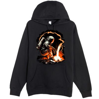 Parody Of Astronaut Becoming A Welder In Space Premium Pullover Hoodie
