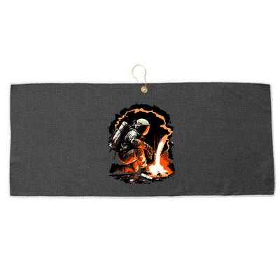 Parody Of Astronaut Becoming A Welder In Space Large Microfiber Waffle Golf Towel