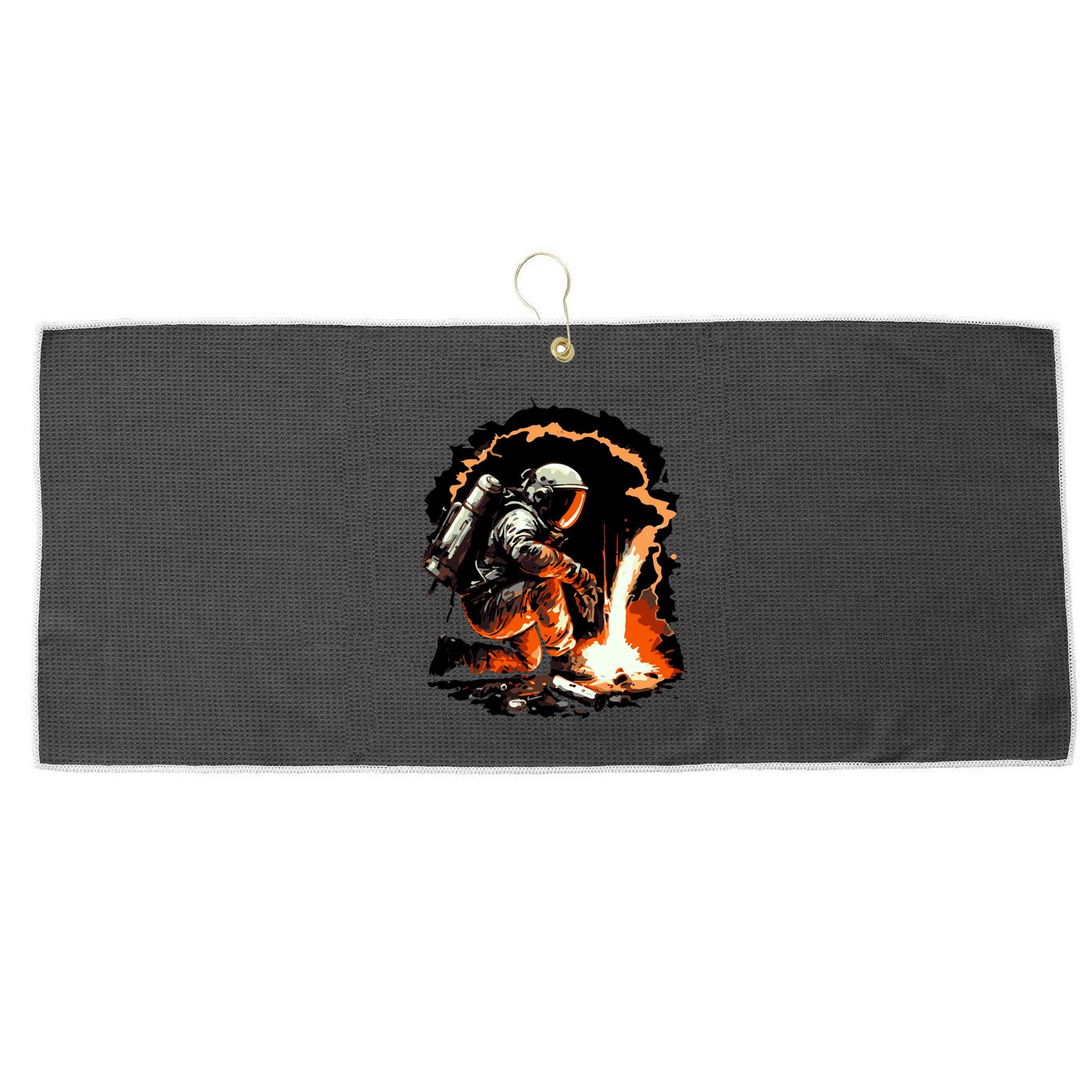 Parody Of Astronaut Becoming A Welder In Space Large Microfiber Waffle Golf Towel