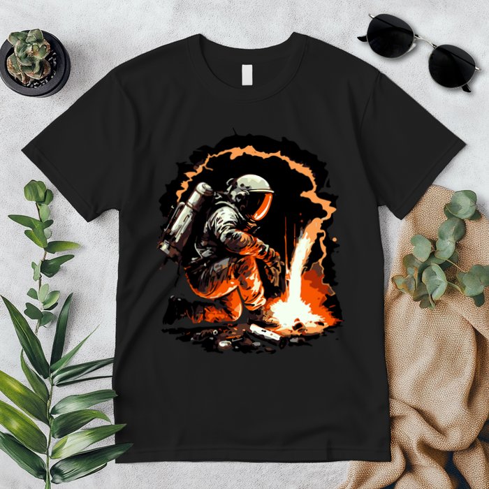 Parody Of Astronaut Becoming A Welder In Space Premium T-Shirt