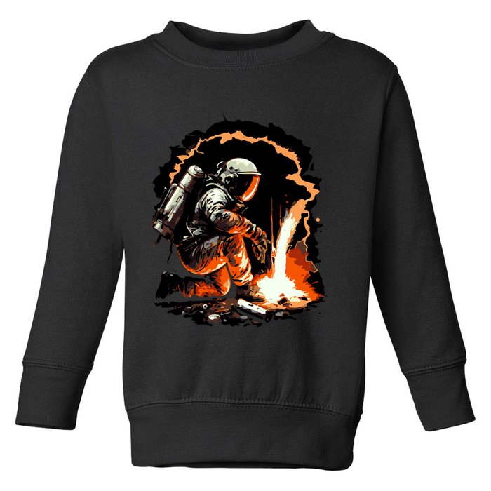 Parody Of Astronaut Becoming A Welder In Space Toddler Sweatshirt