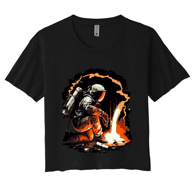 Parody Of Astronaut Becoming A Welder In Space Crop Top