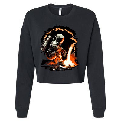 Parody Of Astronaut Becoming A Welder In Space Cropped Pullover Crew