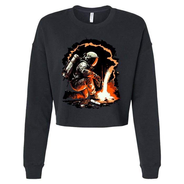 Parody Of Astronaut Becoming A Welder In Space Cropped Pullover Crew