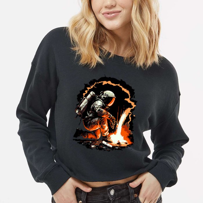 Parody Of Astronaut Becoming A Welder In Space Cropped Pullover Crew