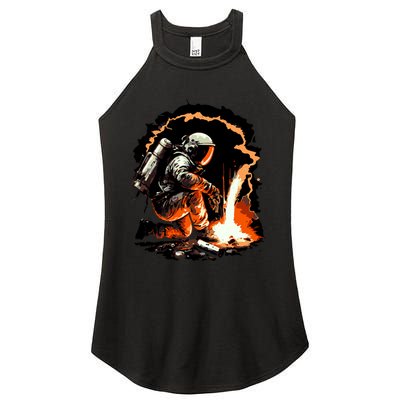 Parody Of Astronaut Becoming A Welder In Space Women's Perfect Tri Rocker Tank