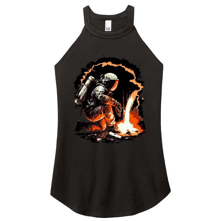 Parody Of Astronaut Becoming A Welder In Space Women's Perfect Tri Rocker Tank