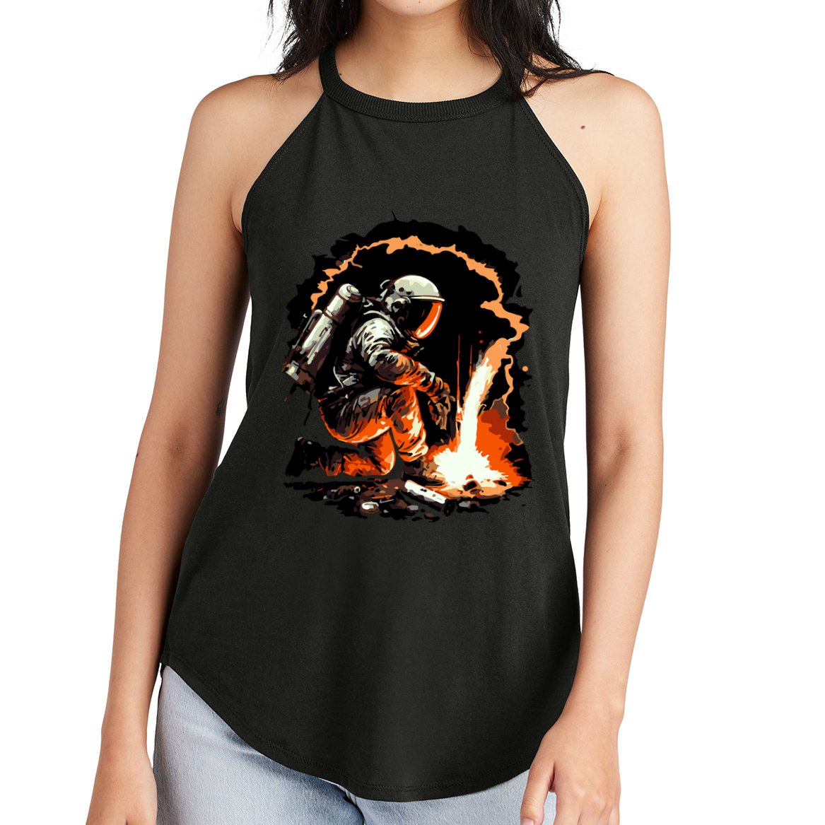 Parody Of Astronaut Becoming A Welder In Space Women's Perfect Tri Rocker Tank
