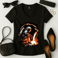 Parody Of Astronaut Becoming A Welder In Space Women's V-Neck T-Shirt