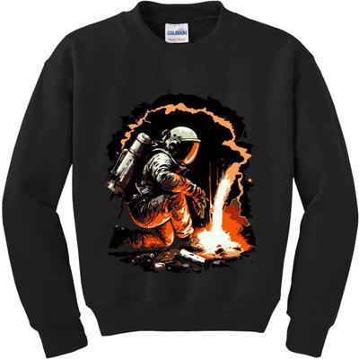 Parody Of Astronaut Becoming A Welder In Space Kids Sweatshirt
