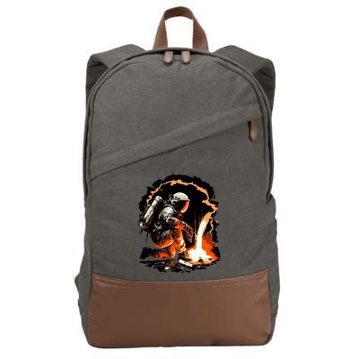 Parody Of Astronaut Becoming A Welder In Space Cotton Canvas Backpack