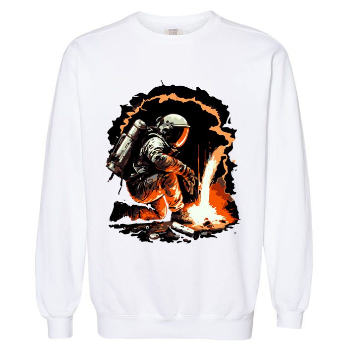 Parody Of Astronaut Becoming A Welder In Space Garment-Dyed Sweatshirt