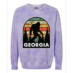 Printed on Back Georgia and a Bigfoot or a Sasquatch Colorblast Crewneck Sweatshirt