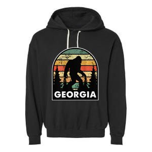 Printed on Back Georgia and a Bigfoot or a Sasquatch Garment-Dyed Fleece Hoodie