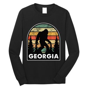 Printed on Back Georgia and a Bigfoot or a Sasquatch Long Sleeve Shirt