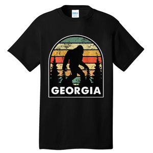 Printed on Back Georgia and a Bigfoot or a Sasquatch Tall T-Shirt