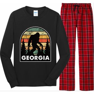 Printed on Back Georgia and a Bigfoot or a Sasquatch Long Sleeve Pajama Set