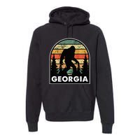 Printed on Back Georgia and a Bigfoot or a Sasquatch Premium Hoodie