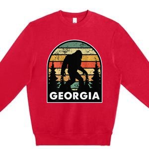 Printed on Back Georgia and a Bigfoot or a Sasquatch Premium Crewneck Sweatshirt